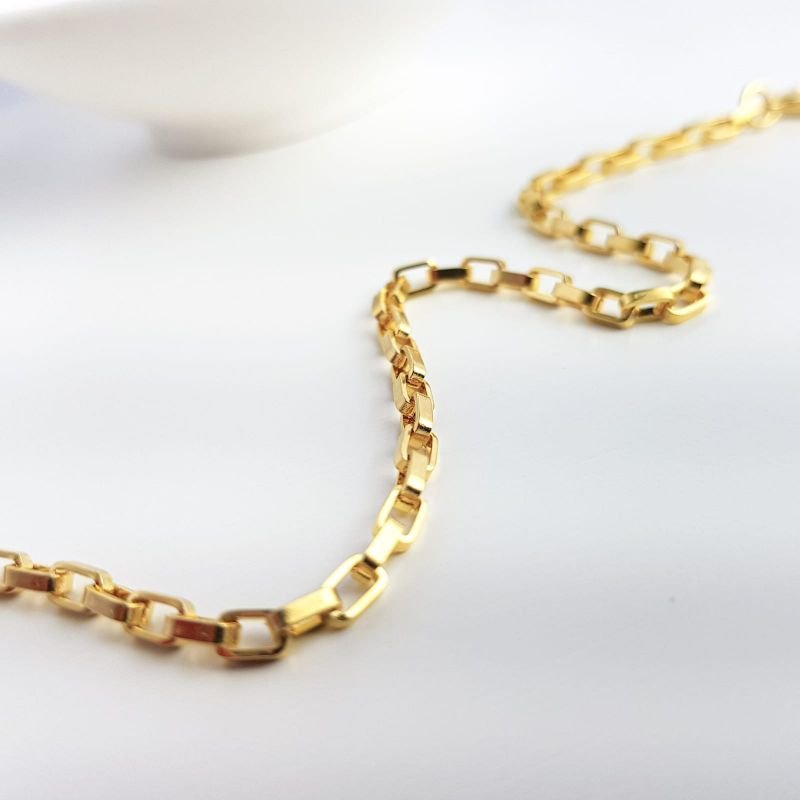 Pulseira de Ouro 18K Feminina Elos Pequenos Trabalhados